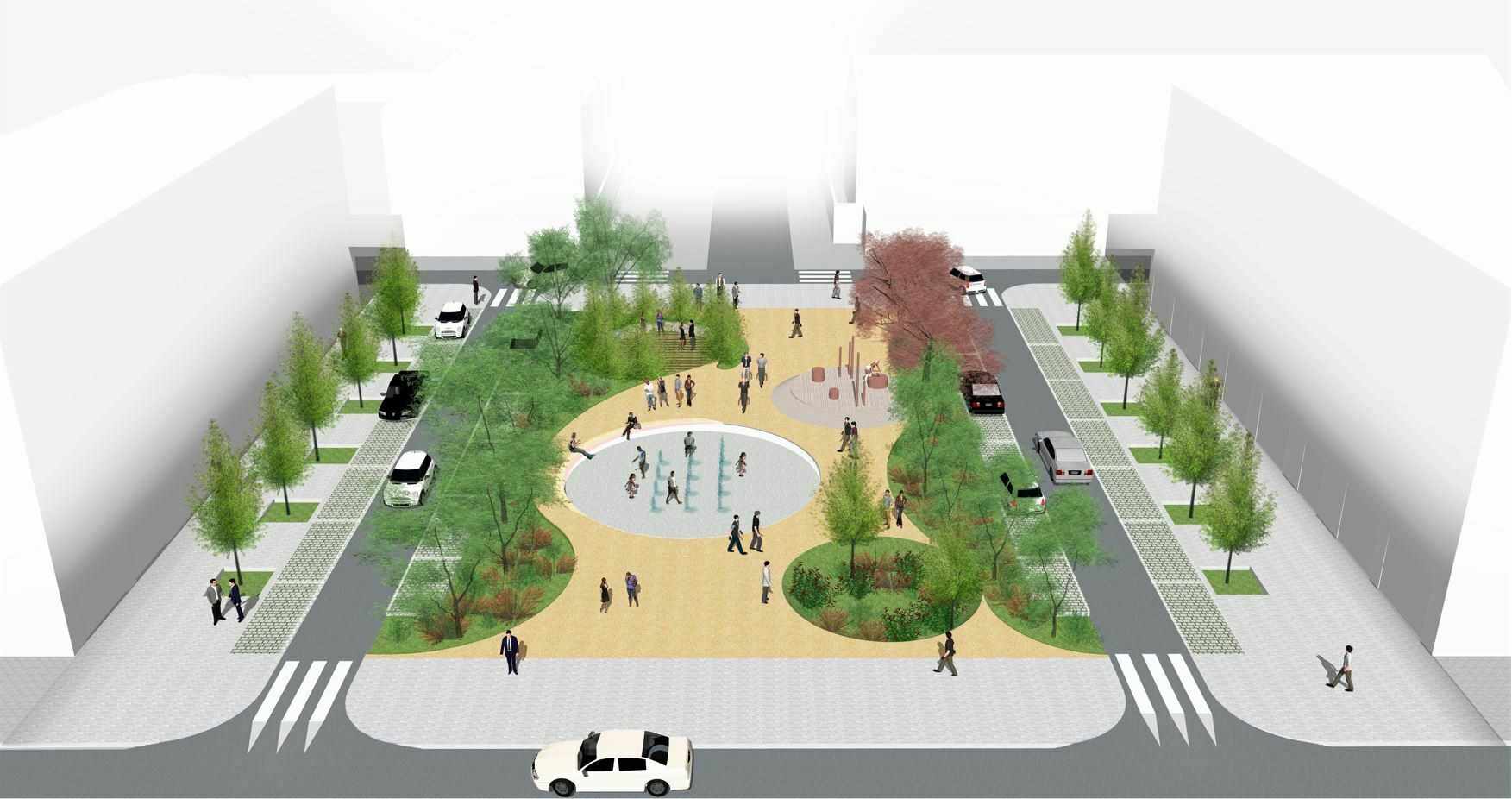 Imatge pels mitjans: Zona d’estada central amb carril de circulació circular